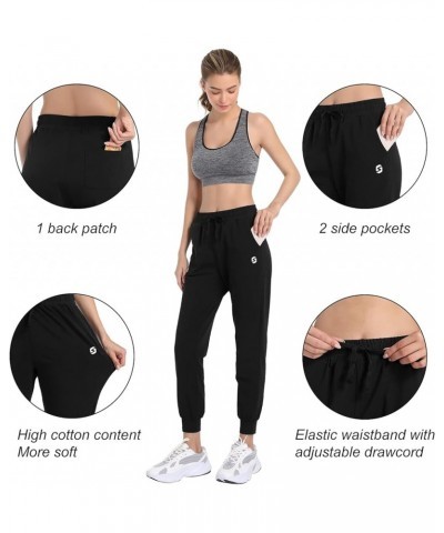 Women's Cotton Jogger Sweat Pants with Pockets Lightweight Tapered Track Sweatpants for Running Yoga Lounge Black $14.00 Acti...