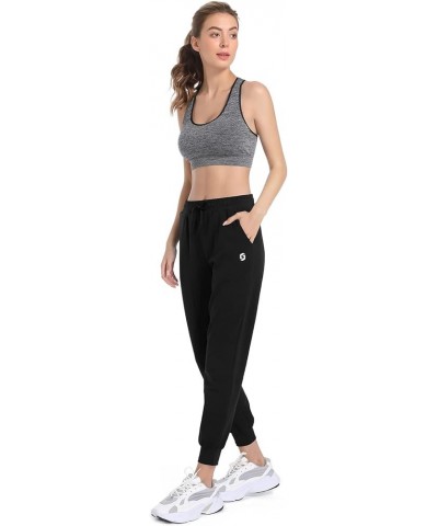 Women's Cotton Jogger Sweat Pants with Pockets Lightweight Tapered Track Sweatpants for Running Yoga Lounge Black $14.00 Acti...