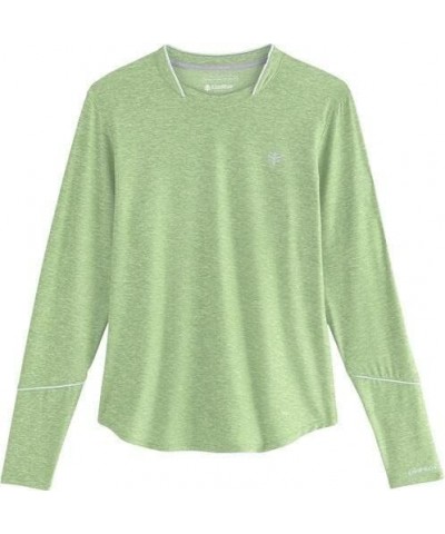 UPF 50+ Women's Match Point Long Sleeve Tee - Sun Protective Spring Green Heather $25.19 Activewear