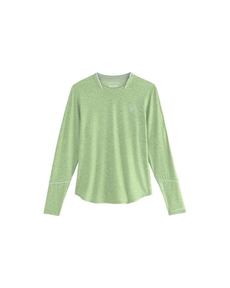 UPF 50+ Women's Match Point Long Sleeve Tee - Sun Protective Spring Green Heather $25.19 Activewear