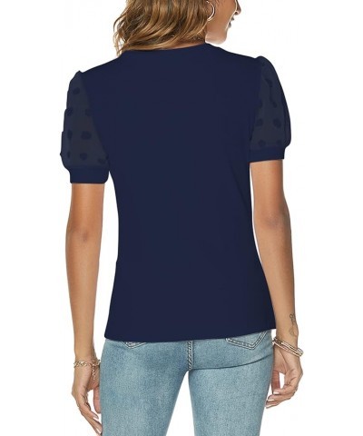 Women's Business Casual Dressy Tops Summer Short Sleeve Work Blouses (S-XXL) Navy Blue $19.59 Blouses