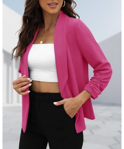 Women 3/4 Sleeve Business Casual Blazer Lightweight Fashion Open Front Stretch Suit Jacket Lining-rose Red $24.37 Suits