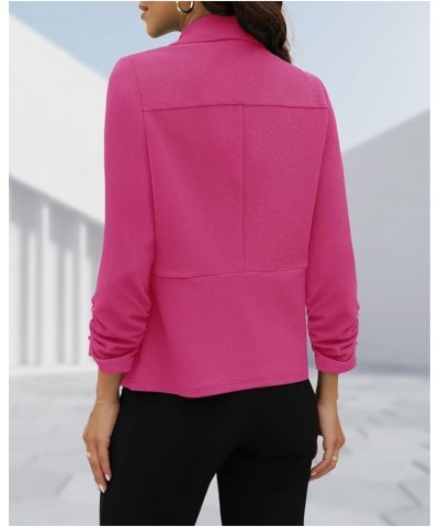 Women 3/4 Sleeve Business Casual Blazer Lightweight Fashion Open Front Stretch Suit Jacket Lining-rose Red $24.37 Suits