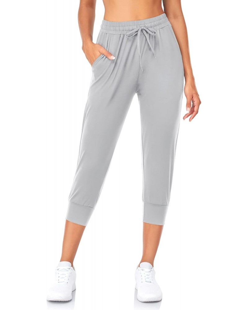 Capri Sweatpants for Women-Womens Joggers with Pockets High Waisted Lounge Pants for Yoga Workout Running(Light Grey-L(Capri)...