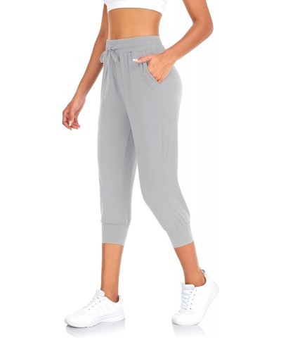 Capri Sweatpants for Women-Womens Joggers with Pockets High Waisted Lounge Pants for Yoga Workout Running(Light Grey-L(Capri)...