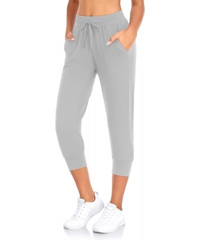 Capri Sweatpants for Women-Womens Joggers with Pockets High Waisted Lounge Pants for Yoga Workout Running(Light Grey-L(Capri)...