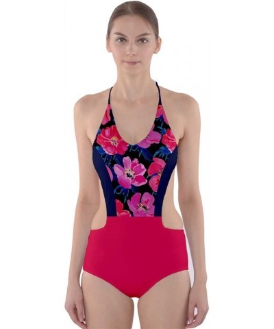 Womens Stripes Chervon Athletic One Piece Swimsuit Navy Floral $11.04 Swimsuits