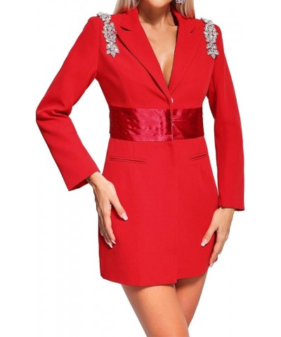 Deep V Womens Blazer Open Front Blazer Long Sleeve Blazer Dress Cocktail Dress Party Dress Homecoming Dress Red-a $49.45 Suits