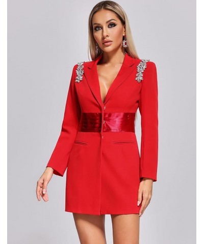 Deep V Womens Blazer Open Front Blazer Long Sleeve Blazer Dress Cocktail Dress Party Dress Homecoming Dress Red-a $49.45 Suits