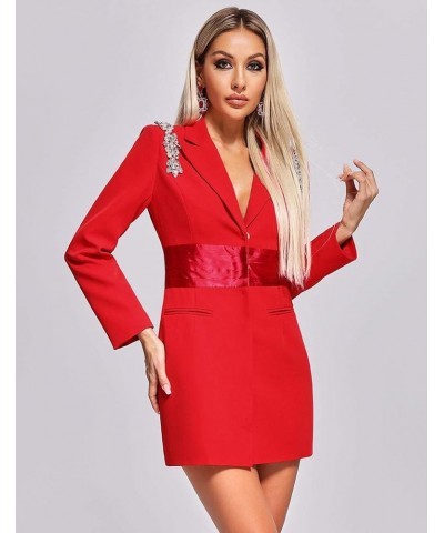 Deep V Womens Blazer Open Front Blazer Long Sleeve Blazer Dress Cocktail Dress Party Dress Homecoming Dress Red-a $49.45 Suits