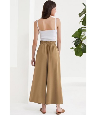 Women's Wide Leg Pants with Pockets Lightweight High Waisted Tie Knot Caual Loose Split Flowy Palazzo Trousers Khaki $18.01 P...