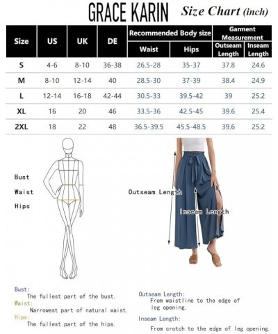 Women's Wide Leg Pants with Pockets Lightweight High Waisted Tie Knot Caual Loose Split Flowy Palazzo Trousers Khaki $18.01 P...