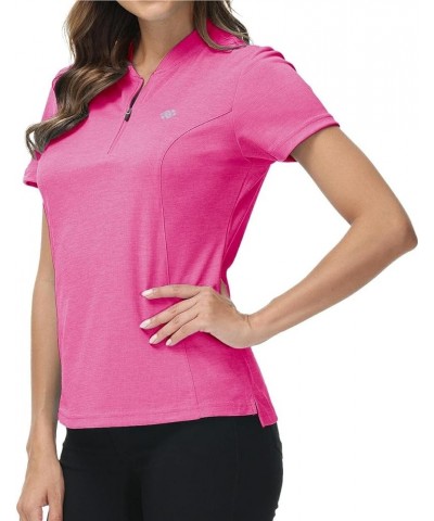 Womens Polo Golf Shirts Short Sleeve 1/4 Zip Pullover Collarless UPF50+ Quick Dry Tennis Performance Shirts Rose $10.63 Shirts