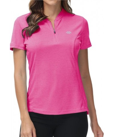 Womens Polo Golf Shirts Short Sleeve 1/4 Zip Pullover Collarless UPF50+ Quick Dry Tennis Performance Shirts Rose $10.63 Shirts