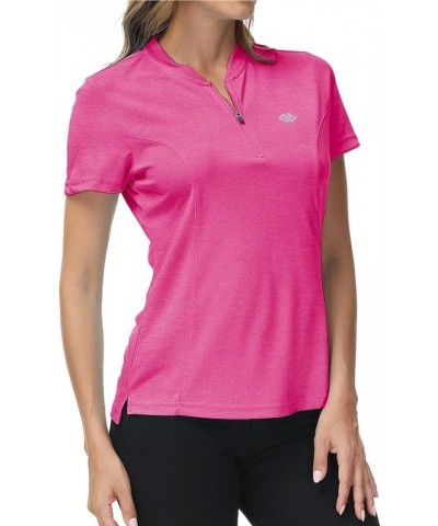 Womens Polo Golf Shirts Short Sleeve 1/4 Zip Pullover Collarless UPF50+ Quick Dry Tennis Performance Shirts Rose $10.63 Shirts