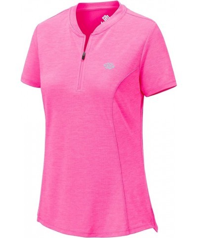 Womens Polo Golf Shirts Short Sleeve 1/4 Zip Pullover Collarless UPF50+ Quick Dry Tennis Performance Shirts Rose $10.63 Shirts