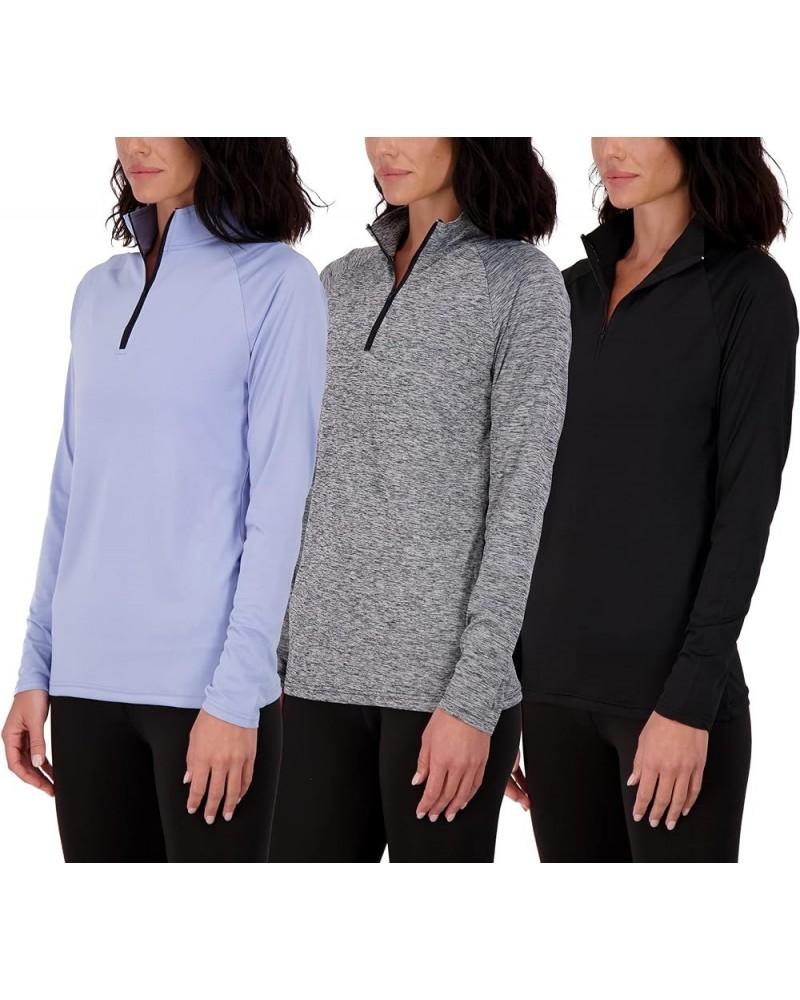 3 Pack: Womens Dry-Fit Long Sleeve Quarter Zip & Full Zip Up Hoodie Workout Jacket (Available in Plus) Quarter Zip Quarter Zi...