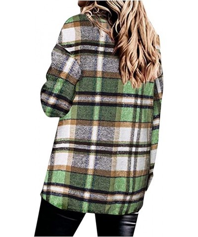 Womens Long Sleeve Tops Dressy Casual Trendy Plaid Printed Button Down Blouses Oversized Shacket Jacket Fall Outfits A Green ...