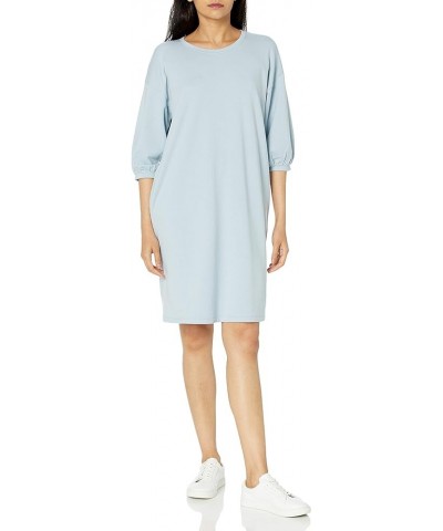 Women's Estelle Puff-Sleeve French Terry Sweatshirt Mini Dress Fog Blue $9.68 Dresses