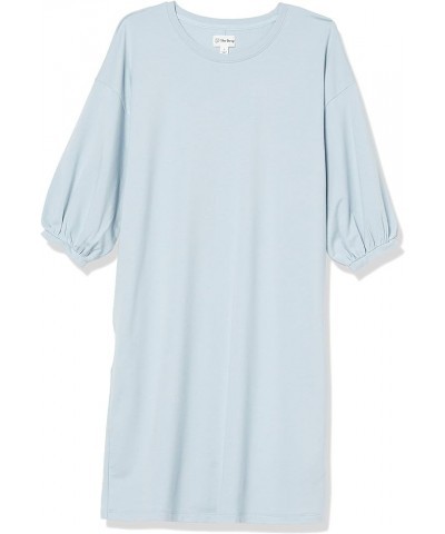 Women's Estelle Puff-Sleeve French Terry Sweatshirt Mini Dress Fog Blue $9.68 Dresses