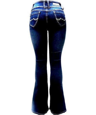 WAX / Jack David JEANS Womens Juniors 70s Trendy Slim Fit Flared Bell Bottom Denim Jean Pants Jack David Hi Waist Dark Blue F...