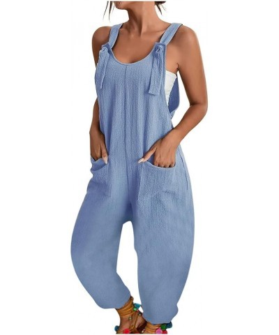 Women's Jumpsuits Summer Jumpers Sleeveless Rompers Overalls Wide Leg Pants with Pockets 2024 Clothes Casual Outfits Blue $11...