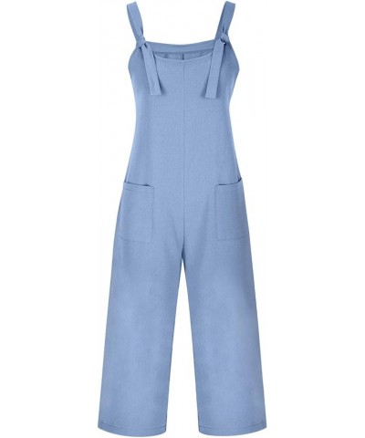 Women's Jumpsuits Summer Jumpers Sleeveless Rompers Overalls Wide Leg Pants with Pockets 2024 Clothes Casual Outfits Blue $11...