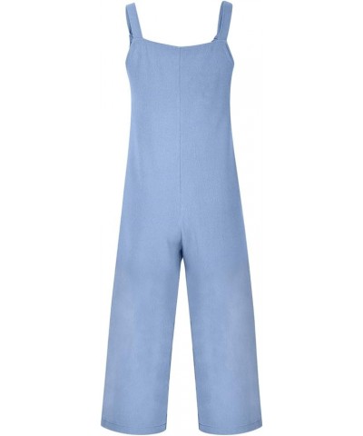 Women's Jumpsuits Summer Jumpers Sleeveless Rompers Overalls Wide Leg Pants with Pockets 2024 Clothes Casual Outfits Blue $11...