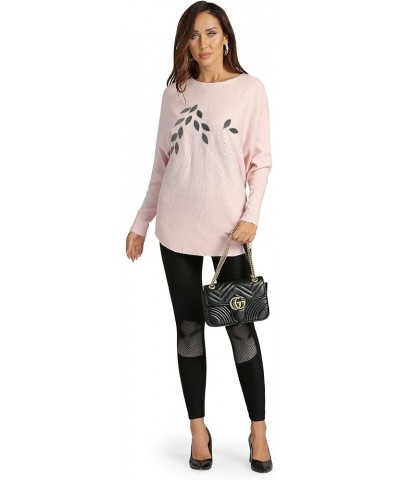 Women's Fall Winter Round Neck Batwing Sleeve Pullover Sweater One Size 826-pink $10.07 Sweaters