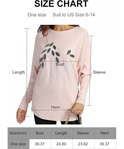 Women's Fall Winter Round Neck Batwing Sleeve Pullover Sweater One Size 826-pink $10.07 Sweaters