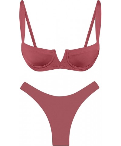 Womens Swimsuits Women, Sexy Bikini Sets for Women, Bathing Suit for Women, Triangle Bikinis for Women Wine Red $24.35 Swimsuits