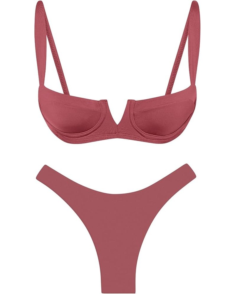 Womens Swimsuits Women, Sexy Bikini Sets for Women, Bathing Suit for Women, Triangle Bikinis for Women Wine Red $24.35 Swimsuits