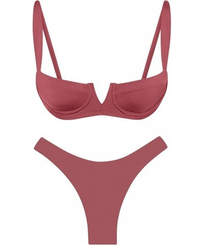 Womens Swimsuits Women, Sexy Bikini Sets for Women, Bathing Suit for Women, Triangle Bikinis for Women Wine Red $24.35 Swimsuits