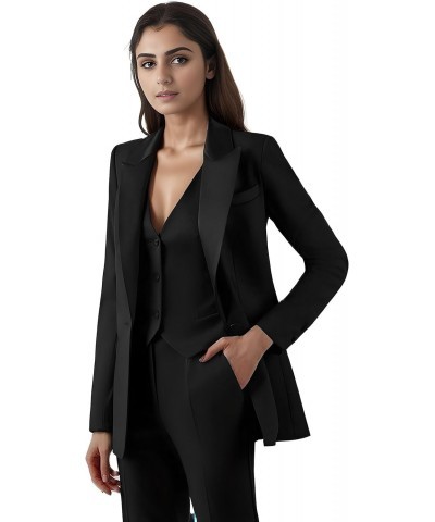 Women's Suiting Jackets Business Casual Outfits for Women Blazer Work Outfits for Women Office Satin Pant Suits for Women 3 P...