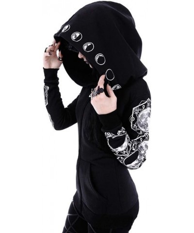 Women Y2K Zip Up Graphic Hoodie Jacket Punk Gothic Aesthetic Harajuku Oversized Long Sleeve Sweatshirt Coat Black 3 $11.28 Ja...