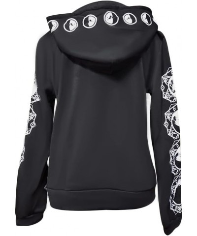 Women Y2K Zip Up Graphic Hoodie Jacket Punk Gothic Aesthetic Harajuku Oversized Long Sleeve Sweatshirt Coat Black 3 $11.28 Ja...