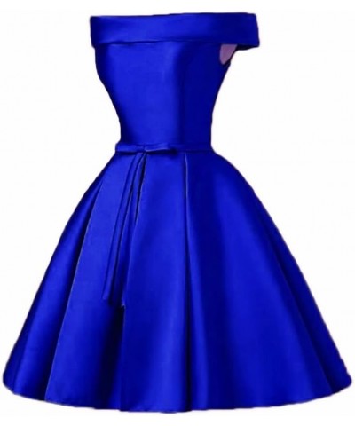 Women's Off Shoulder Satin A Line Short Homecoming Prom Dresses Style3-royal Blue $43.45 Dresses