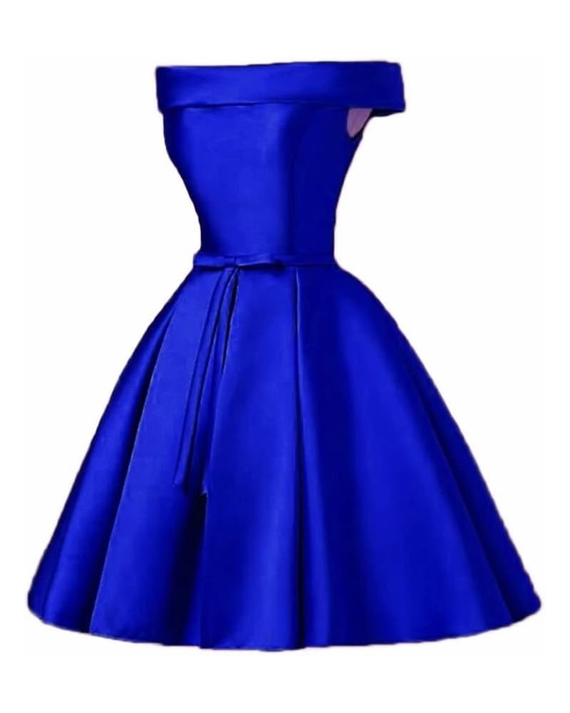 Women's Off Shoulder Satin A Line Short Homecoming Prom Dresses Style3-royal Blue $43.45 Dresses