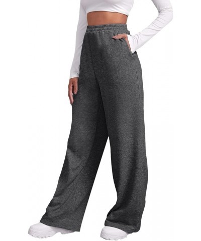 Sweatpants Women Wide Leg Fleece Joggers Sweatpants Baggy Straight Leg Sweatpants with Pockets Elastic Waist Sweatpants D1-da...