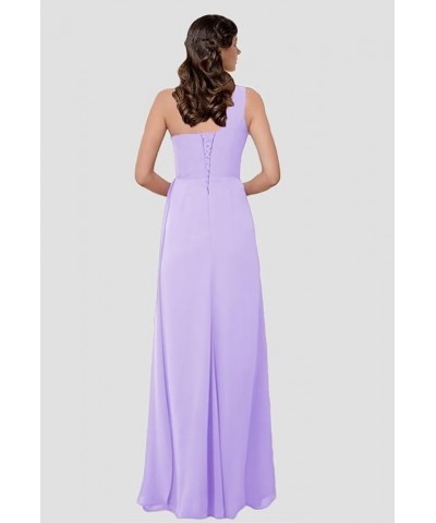 Women's One Shoulder Bridesmaid Dresses for Wedding Long Chiffon Ruched A Line Formal Party Dresses with Slit Fuchsia $33.74 ...