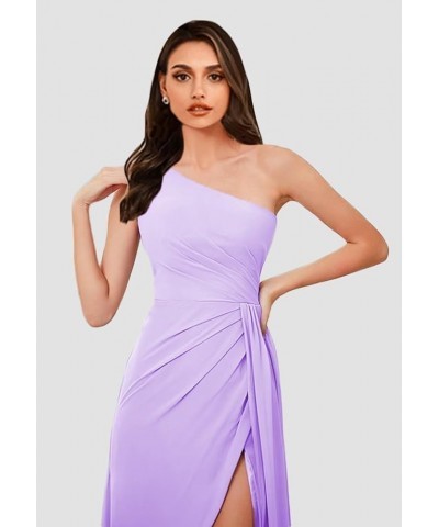 Women's One Shoulder Bridesmaid Dresses for Wedding Long Chiffon Ruched A Line Formal Party Dresses with Slit Fuchsia $33.74 ...