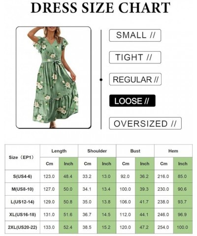 Women's 2023 Summer Casual Wrap V Neck Floral Dress Ruffle Cap Sleeve Elastic Waist Dresses with Pockets EP1 Floral 385 $23.9...