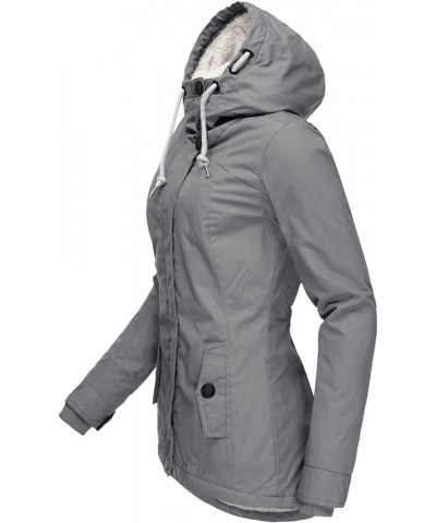 Womens Winter Sherpa Lined Parkas Jacket Warm Thick Windproof Outwear with Fur Hood Slim Pocket Puffer Down Coat Grey $22.46 ...