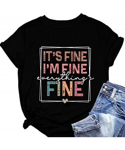 It's Fine I'm Fine Everything Is Fine Women Sweatshirts Crewneck Long Sleeve Autumn Winter Sweatshirt Tops 1 Black $11.59 Hoo...