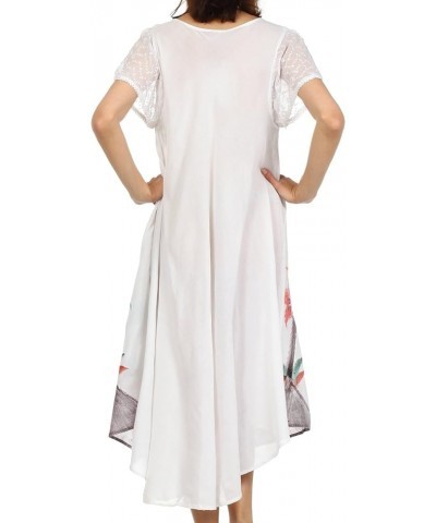 Watercolor Palm Tree Tank Caftan Dress White $16.82 Swimsuits