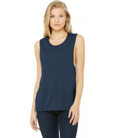 Bella B8803 Canvas Ladies' Flowy Scoop Blended Muscle Tank Heather Navy $8.08 Tanks