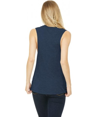 Bella B8803 Canvas Ladies' Flowy Scoop Blended Muscle Tank Heather Navy $8.08 Tanks