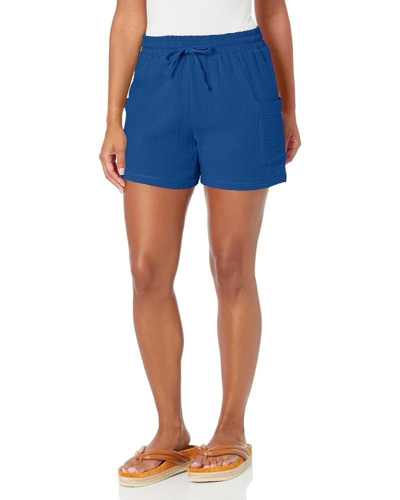 Women's High Rise Gauze Shorts, Navy, M $14.10 Shorts