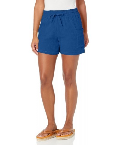 Women's High Rise Gauze Shorts, Navy, M $14.10 Shorts