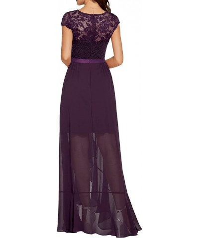 Women's V Neck Formal Floral Lace Bridesmaid Maxi Dress Evening Party Elegant Dresses Evening Prom Dress Grape $23.92 Dresses